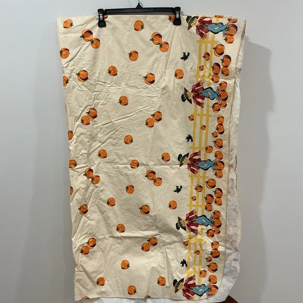 Vintage Fall Vinyl tablecloth Flannel Back Thanksgiving Autumn Halloween 86 X 52